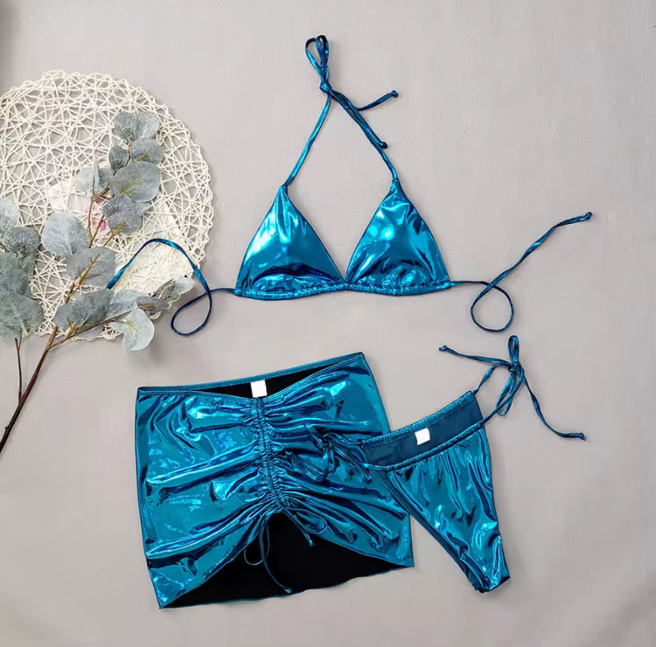Metallic Blue Bikini Set