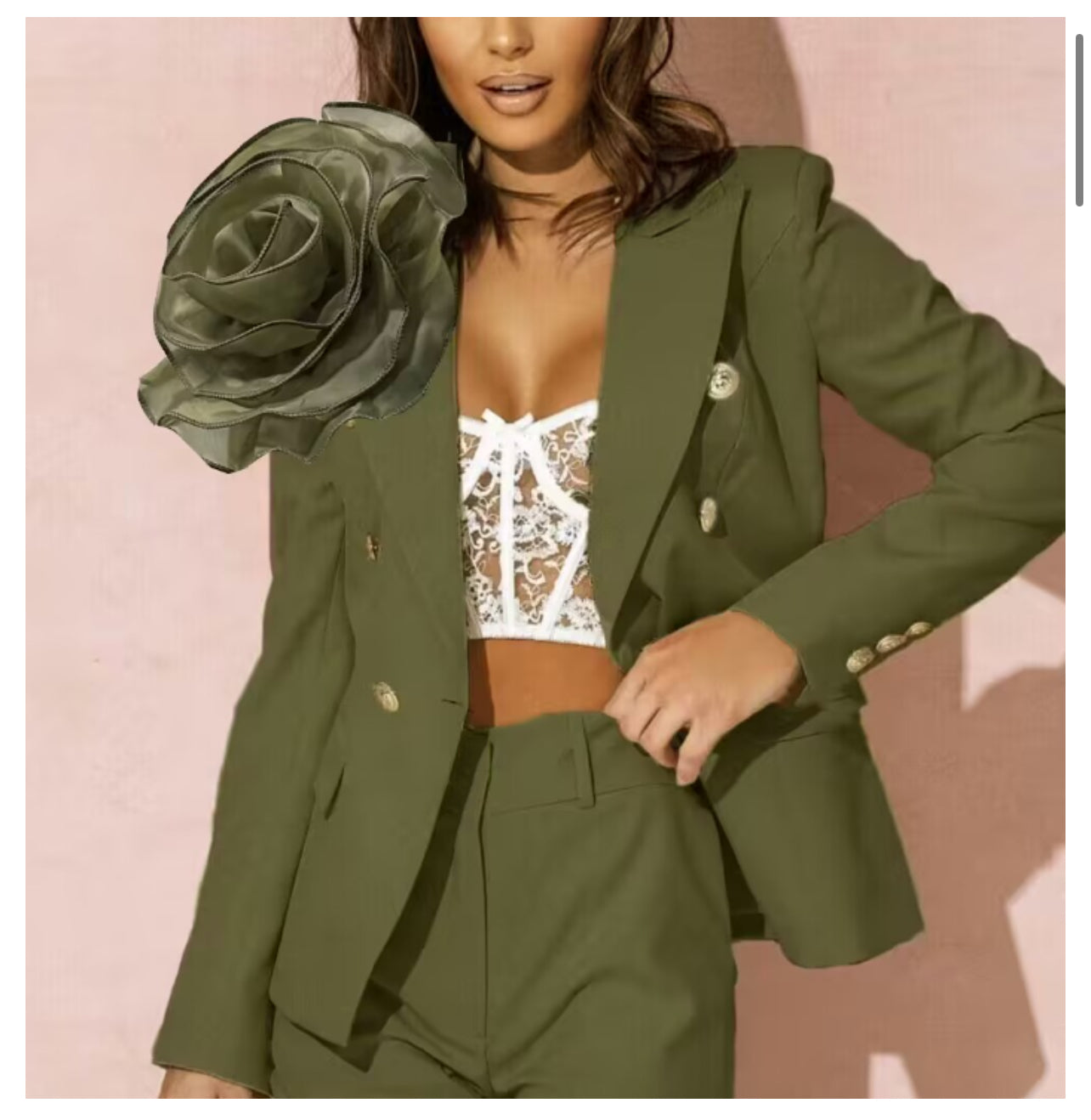 Military Blazer With Flower