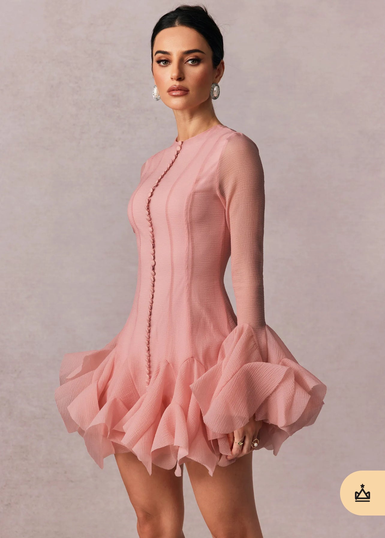 Ruffle Bell Blush Peach Lavish Dress