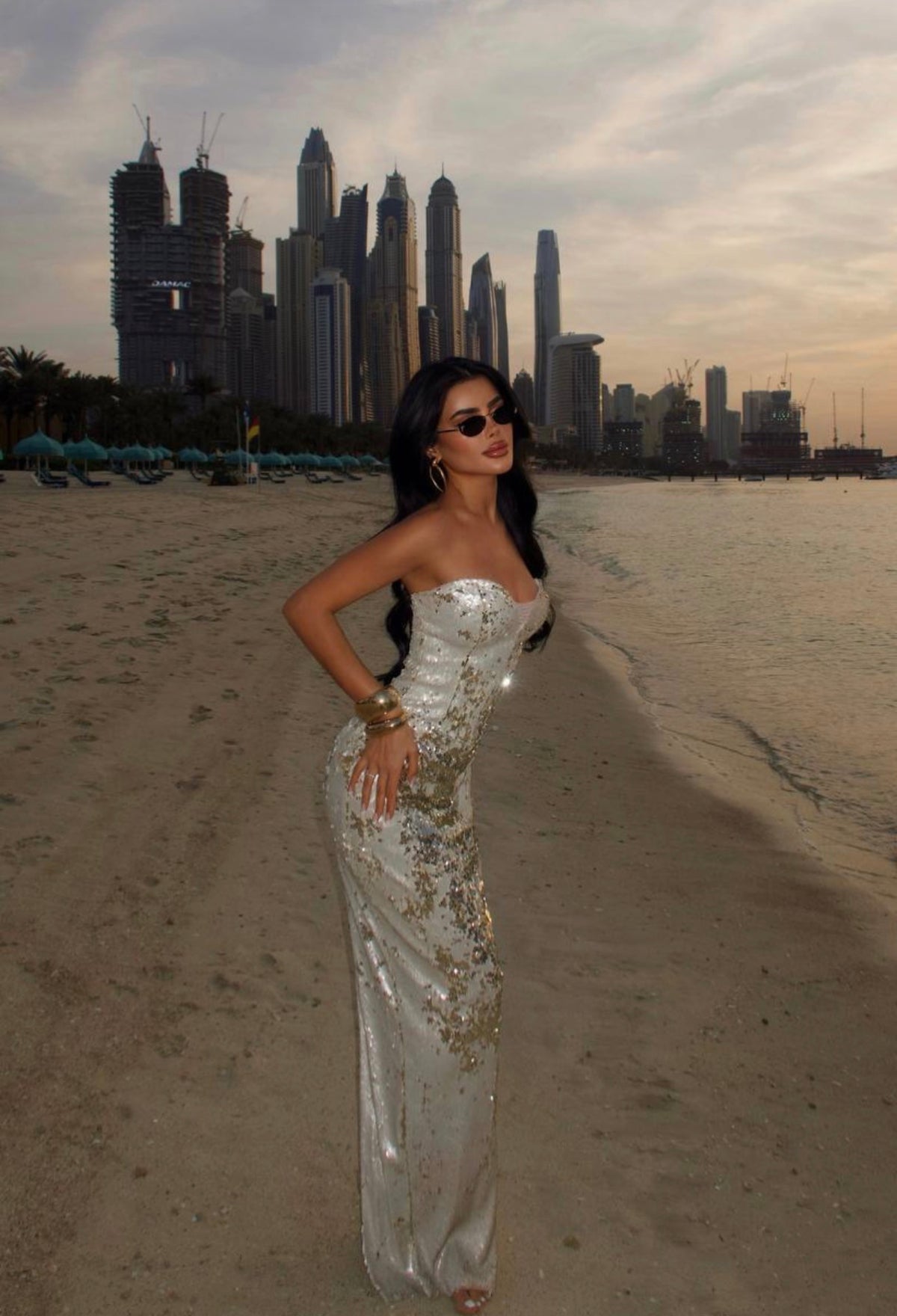 Golden Contrast Sequin - Champagne Dress