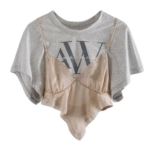 CHAMPANE GOLD & GREY TOP