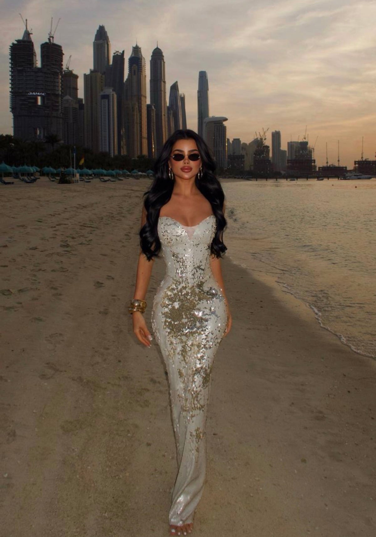 Golden Contrast Sequin - Champagne Dress