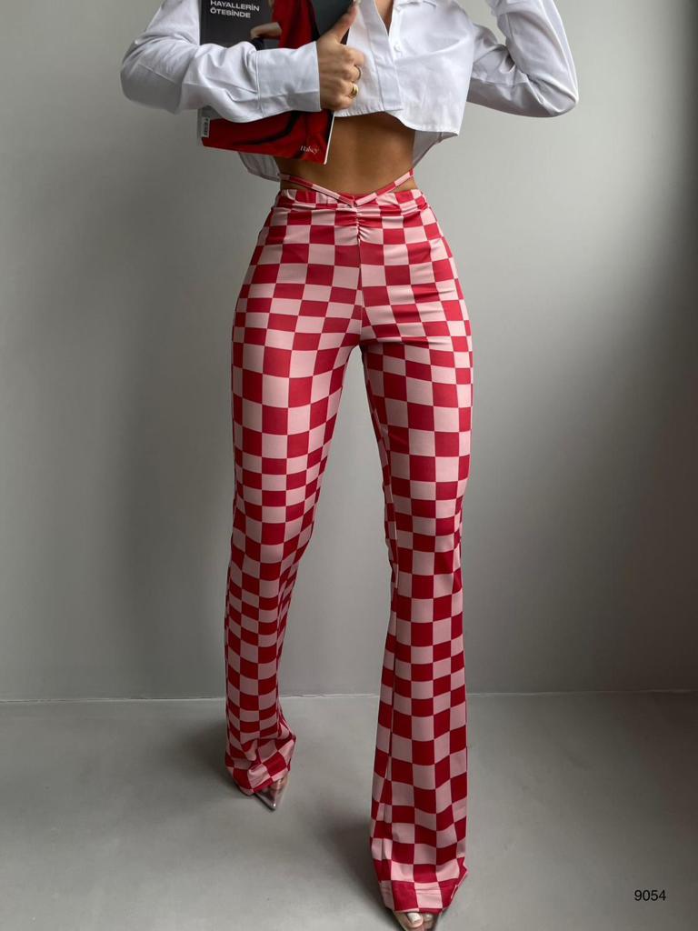 PINK CHECKERED PANTS