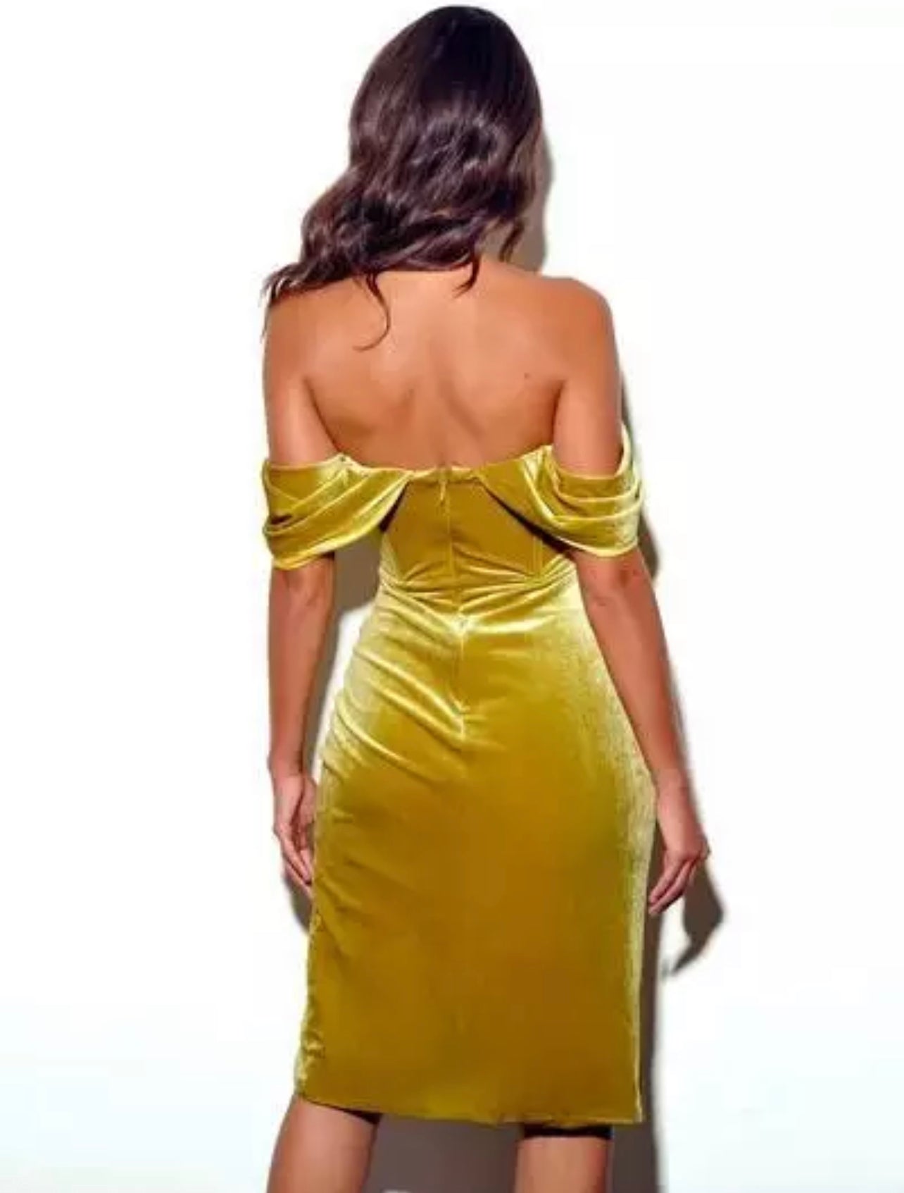 Midi Yellow Velvet Dress